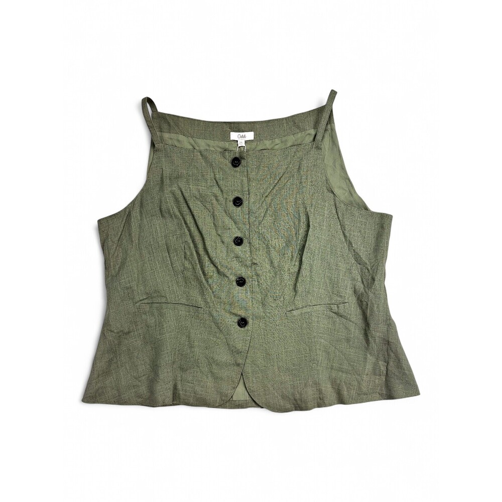 Oddi Olive Button-Front Tank Top Plus Size 3X